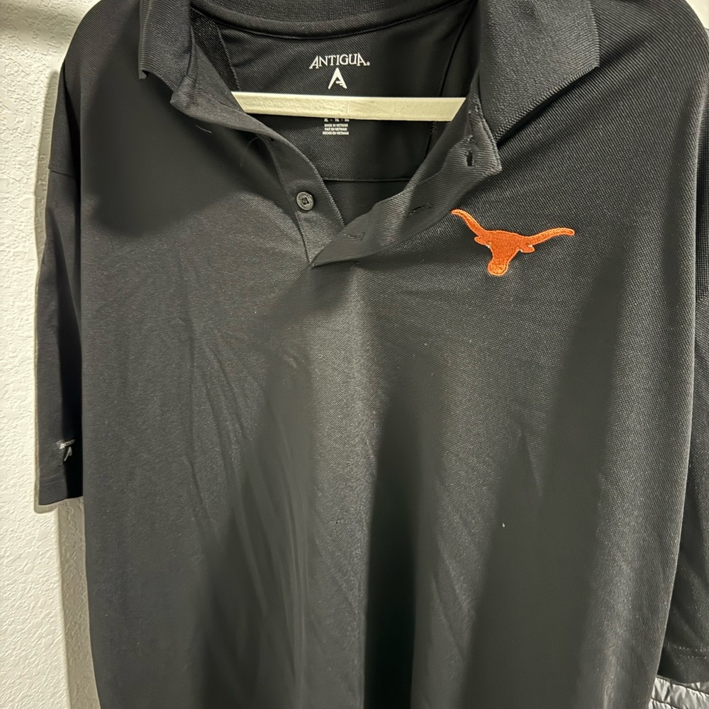 Antigua Black and Orange Men's Polo Shirt